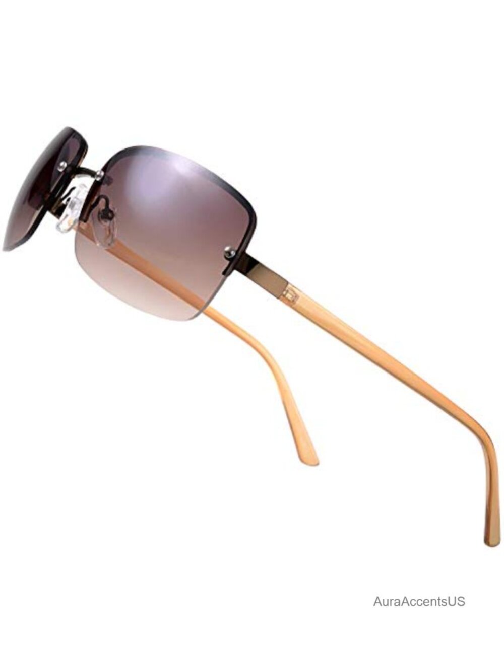 Semi-Rimless Rectangular Sunglasses UV400 Minimalist